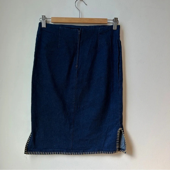 Vintage Y2K stretch dark wash denim pencil / midi skirt - Picture 4 of 5